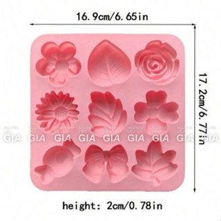 [實拍] 用於澆注白原木、果凍、肥皂、蠟、晶片的矽膠模具 - FLOWERS AND LEAVES 9 cells