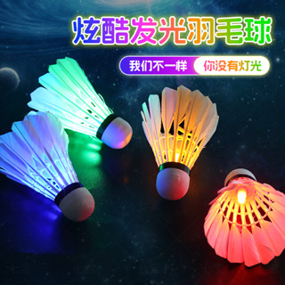 夜光羽毛球塑膠防風帶燈戶外訓練室外尼龍夜間熒光鵝毛會發光套裝