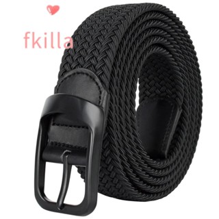 FKILLAPT鬆緊帶,不需要黑色的男士腰帶,休閒的合金卡扣編織帶戶外運動