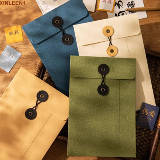 XINLEEN1復古棕色信封,復古A4/A5牛皮紙信封,帶細繩系帶封口錶扣精緻邀請卡簡單的檔案袋