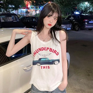 【臺灣出貨】夏季純棉字母印花寬鬆無袖T恤背心女外穿可內搭打底衫上衣潮