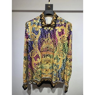 VERSACE1478 襯衫男士襯衫字母印花休閒長袖襯衫