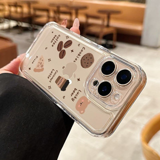 咖啡豆小熊適用於iPhone16手機適用於殻蘋果15防摔13亞克力14女112硬X