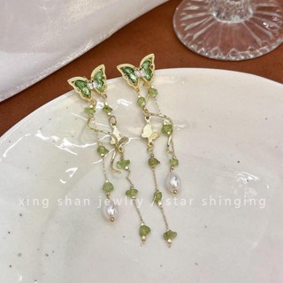 【HOT 本舖】 春日花園~蝴蝶流蘇耳環女森系甜美花朵長款耳釘超仙氣質精緻耳飾