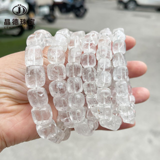 免費開光🧧祈福開運 天然白水晶圓角方糖手串冰透時尚單圈手鍊直播飾品批發 DIY手串 辟邪 平安 轉運 招財