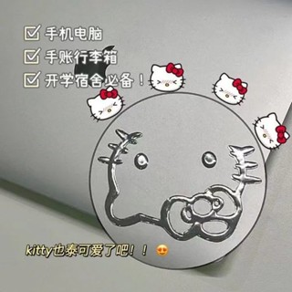 明明家kitty銀色金屬感貼紙 凱蒂貓手機筆記本平板電腦汽車電動車 裝飾貼