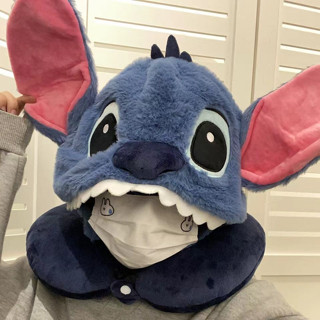 可愛的Stitch卡通U型抱枕,連帽午睡創意護頸抱枕,送生日禮物