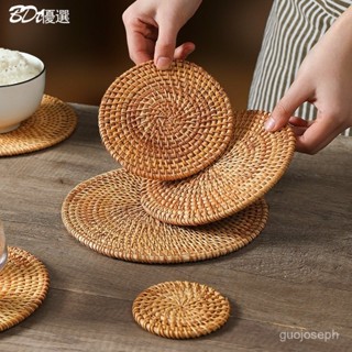 【新店大促】臺灣出貨🔥藤編隔熱墊 家用 防燙 鍋墊 碗墊 耐高溫 餐桌墊 耐熱 盤子墊 杯墊 茶壺託 天然 環保 手工