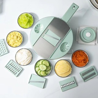 2025新款時尚多功能不銹鋼瀝水切菜器廚房切絲器家用切片切絲神器時尚多功能不銹鋼瀝水蔬菜切片機廚房20250613