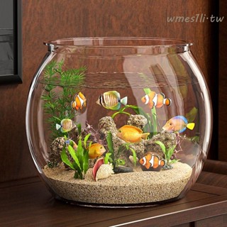 WMES1LI圓形魚缸,家庭超清晰桌面魚缸,多用途防碎金魚缸360度視角觀賞魚缸桌面裝飾