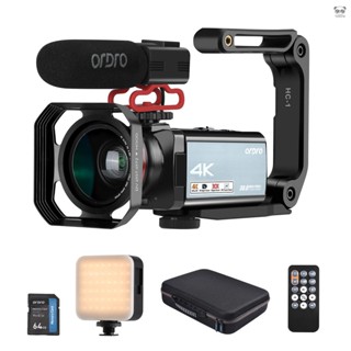 ORDRO HDR-AX10 4K超高清DV攝像機八件套 0.39X廣角鏡頭 + LH-1鏡頭遮光罩 + CM-550外