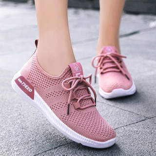 透氣網面鞋 夏季鞋 平底休閒鞋 定製女鞋sneakers跨境新款休閒鞋時尚潮流跑步鞋外貿飛織運動鞋女