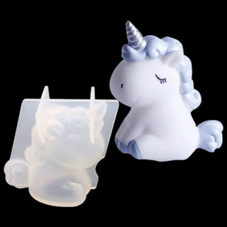 獨角獸diy手工水晶滴膠模具矽膠3D立體 卡通擺件動物模小熊鹿豬兔