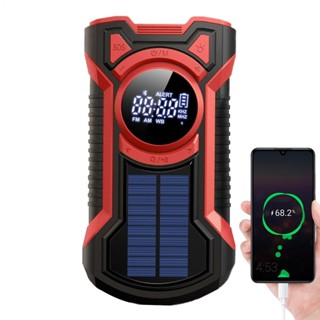 天氣收音機手搖便攜式收音機 Am Fm 5000mAh 電池高亮度手電筒防水多功能露營旅行戶外探險停電 san2tw
