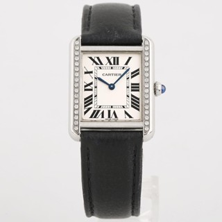 Cartier 卡地亞女表Cartier坦克系列小號後鑲鑽石英手錶女士W5200005