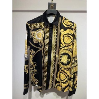 VERSACE1478 襯衫高階奢華潮男襯衫長袖絲質數位印花襯衫