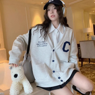 【特惠免運】衛衣 衣服 寬鬆衛衣 學院美式復古衛衣開衫秋季外套女春秋款寬鬆設計印花長袖上衣