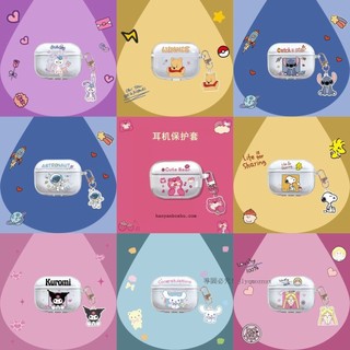 日韓風 卡通透明軟殼 適用於OPPO Enco Air4i 真無線藍牙耳機保護套 耳機殼 防摔保護殼 情侶款 附卡通吊飾