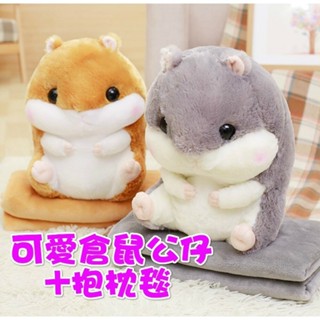 【MoMo媽咪】🎀臺灣現貨免運🎀 倉鼠午睡枕 倉鼠抱枕 含毯抱枕 兩用靠墊 交換禮物 聖誕禮物