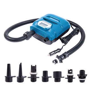 JY-188 20PSI 高壓氣泵 150W雙電機 LED顯示屏 12V車用電動氣泵帶7個噴嘴 便攜式手柄 適用於槳板衝