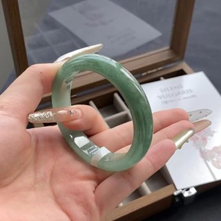 【✨新貨上新✨】緬甸氣質翡翠冰種6A級油青色飄花玉手鐲玉石老坑晴綠鐲子帶禮盒