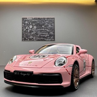 免運 1：32保時倢911合金車模敞篷跑車迴力玩具車音效模型擺件