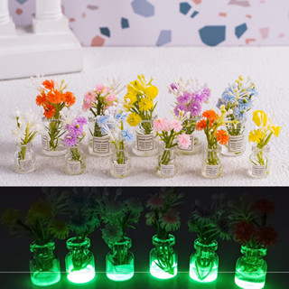 夜光迷你滿天星模擬花束玻璃花瓶diy辦公桌電腦車載裝飾模型擺件ll