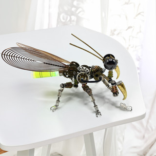 機械黨「賽博朋克機械螳螂」3D金屬拚裝模型｜炫彩髮光DIY手工套件｜齒輪關節可動擺件｜科幻崑蟲創意工藝品｜科技感桌麵裝飾