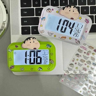 可愛時鐘 電子時鐘 新款蠟筆小新鬧鐘帶夜光床頭時鐘簡約多功能計時宿舍學習桌面檯鐘