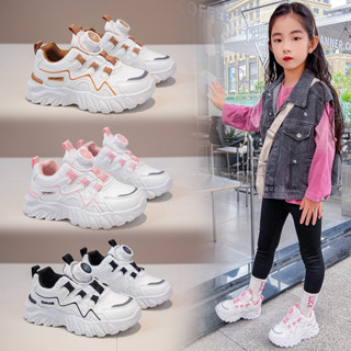 【GYH】新品~女童運動鞋 新款兒童運動老爹鞋 小學生軟底防滑跑步鞋 中大童戶外休閒鞋 輕便耐磨女童運動鞋 女童旋轉紐扣