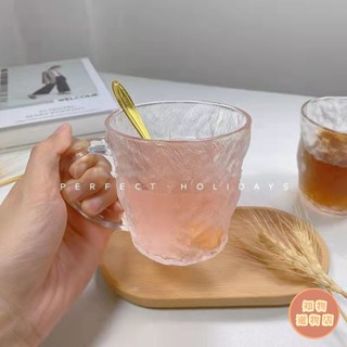 臺灣出貨🛒高品質💥把手冰川杯 七彩玻璃杯 帶蓋帶勺耐高溫 學生家用喝水杯子 陶瓷馬克杯 馬克杯 杯子 咖啡杯 水杯
