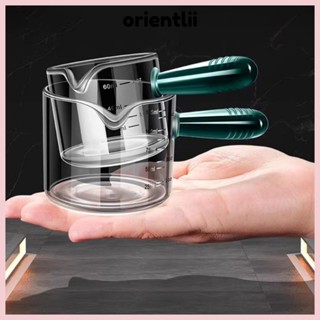 ORIENTLIIY 廚房量杯,玻璃 V 形嘴濃縮咖啡量杯,透明帶把手加厚迷你玻璃牛奶杯牛奶壺咖啡用品