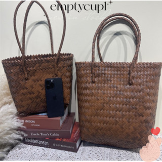 EMPTYCUP編織手提包,PVC大容量草編編織袋,多才多藝開放式口袋防水袋