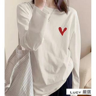 Lucy💕秋冬內搭打底衫 長袖T恤女 寬鬆上衣女 100%純棉 寬鬆顯瘦 大呎碼女生上衣 百搭上衣女生 女生衣著
