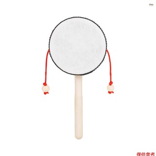 全新 4 英寸撥浪鼓木製搖鼓撥浪鼓旋轉鼓手搖鼓手持樂器嬰兒兒童兒童