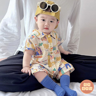 【知物】💥高品質兒童睡衣 兒童居家服 純棉男女寶寶連體衣夏季短袖薄款新生嬰兒衣服爬爬睡衣童裝外出穿 睡衣 睡褲
