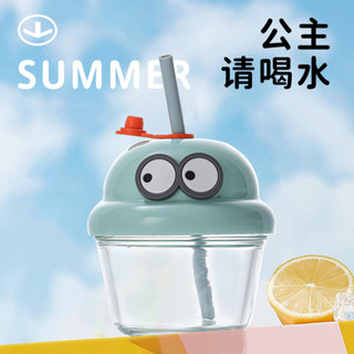 ins迷你可愛水杯 多巴胺水杯 玻璃小奶杯 卡通咖啡牛奶吸管杯 高顏值胖胖大肚杯