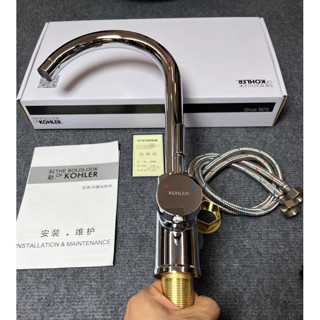全新KOHLER/科勒 廚房全銅水龍頭 廚房冷熱抽拉水龍頭 伸縮水龍頭 洗菜盆水槽伸縮洗碗池龍頭 臺盆水龍頭 帶清洗龍頭