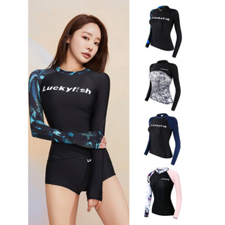 Luckyfish 潛水服 防曬水母服 分體泳衣女 衝浪溫泉外套 長袖浮潛上衣