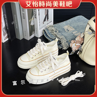 Fashion原創 現貨2025年春夏新款學生休閒百搭低幫厚底增高帆布鞋女H1323 禮品 休閒鞋 拖鞋 涼鞋