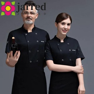JARRED廚師制服,透氣網長袖廚師工作服,廚房服裝加厚黑色白色廚師套裝餐廳