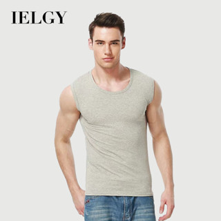 IELGY 男士背心夏季薄款打底衫黑色白色運動健身透氣無袖