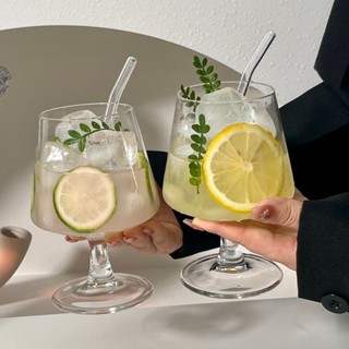 ins餐廳玻璃杯酒杯矮腳白蘭地杯冰咖啡杯蘇打chic簡約飲料杯