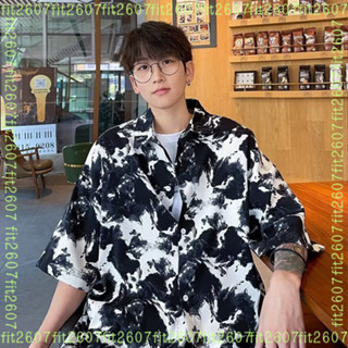 💟ＪＴ優選💟 🧇花襯衫【M-5XL】潑墨冰絲襯衫男港風復古翻領襯衫 夏威夷襯衫度假衣服 海灘襯衫 印花襯衫加肥加大