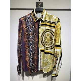 VERSACE1478 襯衫時尚休閒男士絲質長袖襯衫印花襯衫