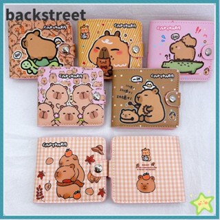 BACKSTREET零錢包,水豚小型的短錢包,卡通片PU革帶按鈕卡夾女裝女孩
