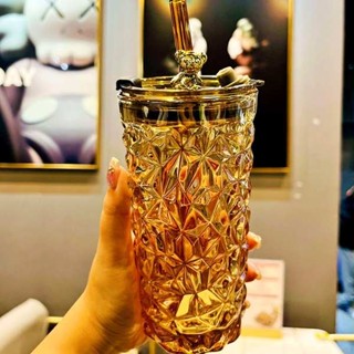 搞笑水壺 咖啡隨行杯 玻璃吸管水杯女高顏值2023網紅新款家用辦公室感2024女神杯子
