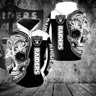 Oakland Raiders Poco Loco Skull 3D Hood 3D 時尚舒適休閒連帽衫