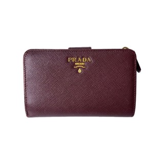 PRADA 折疊錢包雙折皮夾皮革 BRD 純色女士 1ML225 薩菲亞諾條件考慮 日本直送 二手