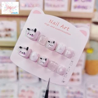 臺灣出貨 兒童手工穿戴甲大耳狗可愛3-12歲女美甲貼可愛卡通無毒批發兒童美甲片 女童學生指甲片 兒童穿戴甲